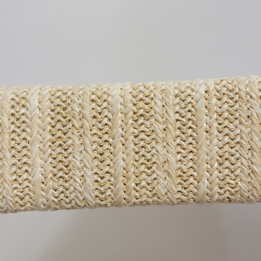 Haute Hippie Woven Straw Gold Sea Shell Clutch Bag Wood Bead Handle Crossbody - Picture 9 of 11